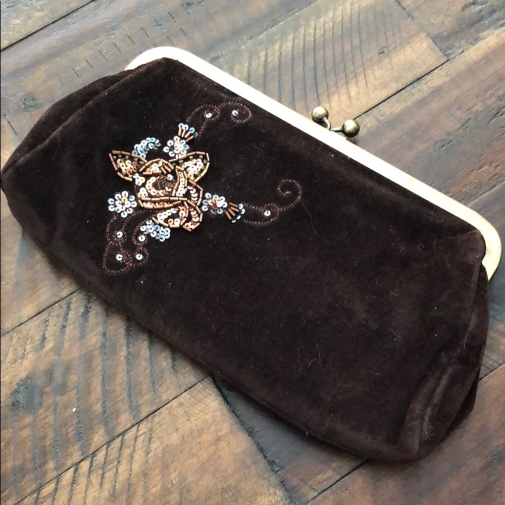 NWT Express Brown Velour Small Clutch